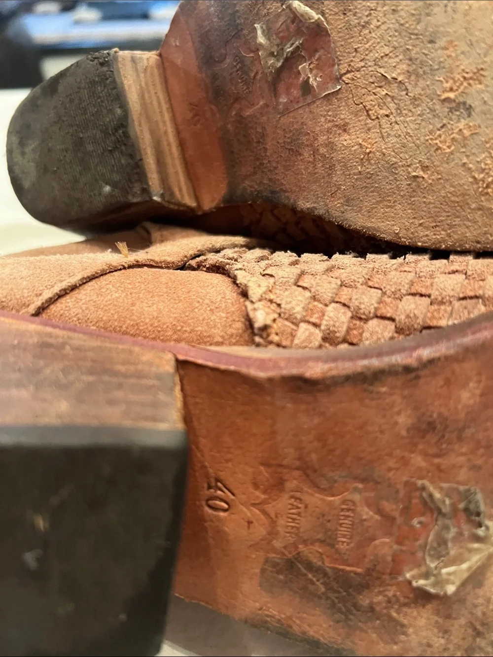 Free People Woven Suede Ankle Booties in Rust Brown